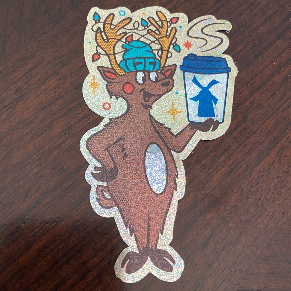 Dutch Bros Sparkle Reindeer Sticker